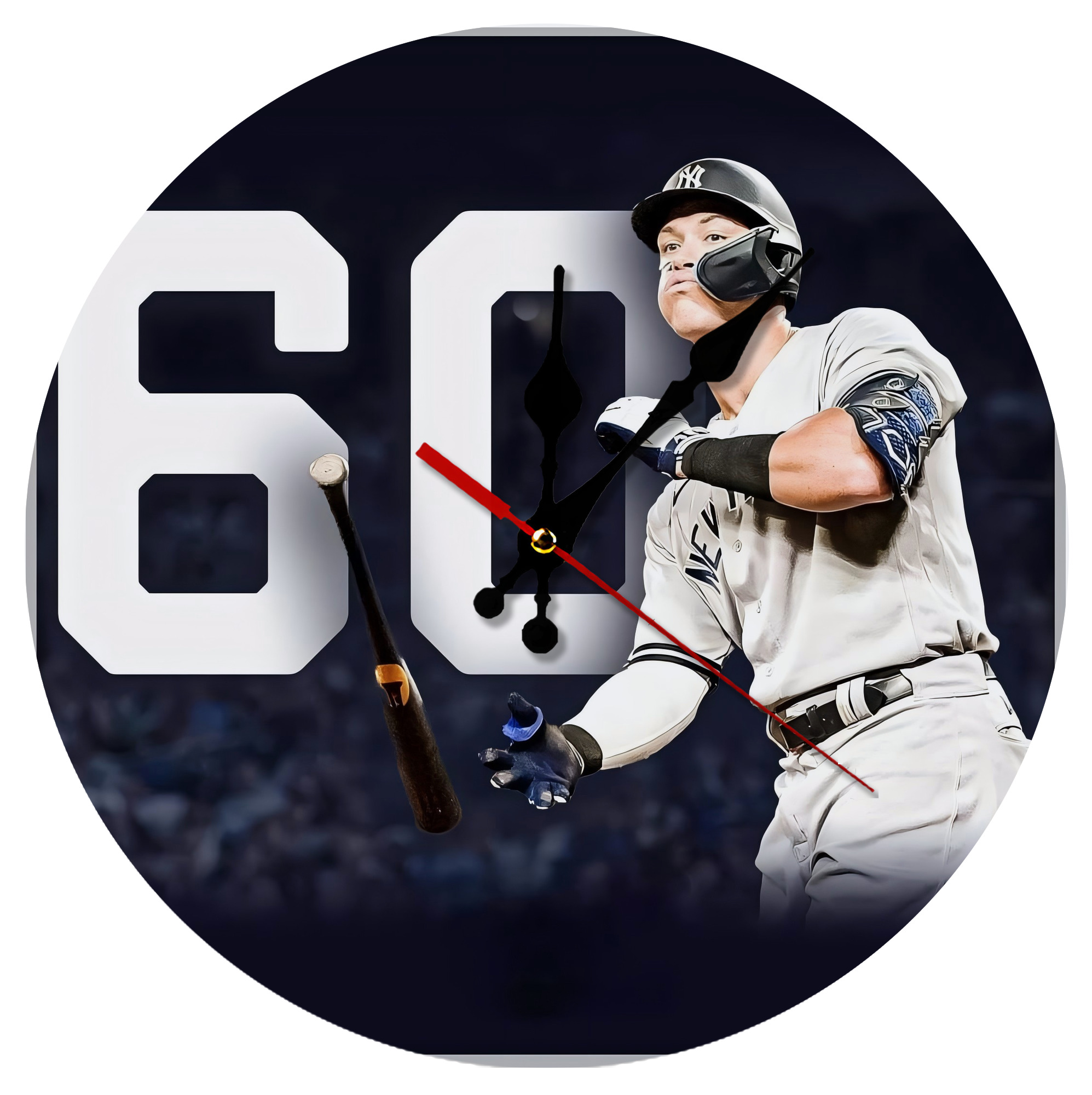 Aaron Judge 60 Home Runs 4 Silent Round Wall Clock – Modern & Stylish DIY Design, Durable Wood Construction, Easy To Install – Perfect For Office, Bedroom, Living Room, And More